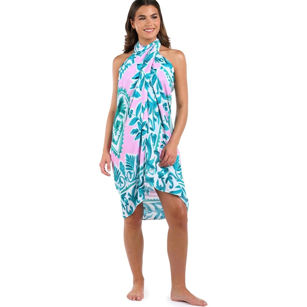 NWT La Blanca Opulent Palm Pareo Wrap Cover Up One Size Multi Swim Sarong - Picture 5 of 8